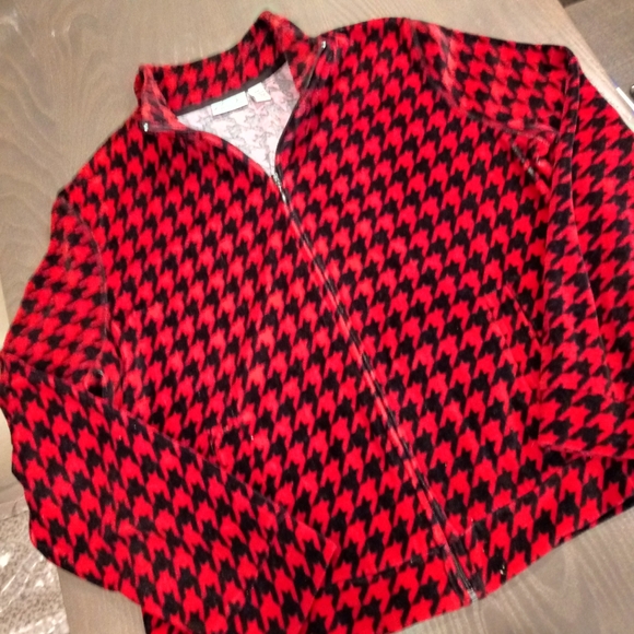 KIM ROGERS Petite M Red/Black Houndstooth Jacket - Picture 5 of 7